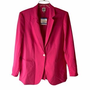 Anne Klein blazer vibrant pink single-button classic tailored silhouette XL NWT